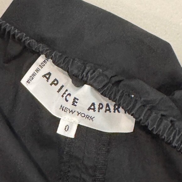 Apiece Apart Asymmetrical Hem Cotton Poplin Puff Sleeve Midi Dress Black 0 XS - Picture 6 of 9